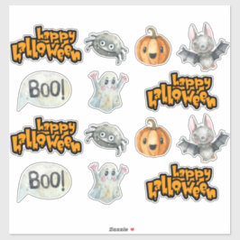 Happy halloween Cute Spooky-etikettuppsättning Klistermärken