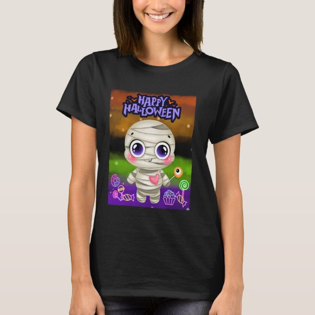 Happy halloween Cute Stort öga Mummy Kärlek Candy T Shirt (Framsida)