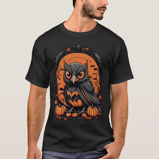 Happy halloween - Cute Uggla, uttorkat som Raven T Shirt (Framsida)