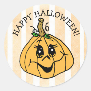 Happy halloween Cute Whimsical Pumpkin Runt Klistermärke