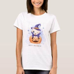 Happy halloween Cute Witch Kattunge T Shirt