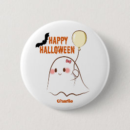 Happy halloween Cutie Ghost Holding A Balloon Namn Knapp