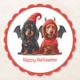 Happy halloween Dachshund Hundar Djävulen Fladderm Underlägg Papper