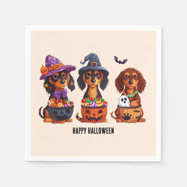 Happy halloween Dachshund Hundar Pappersservett (Framsidan)