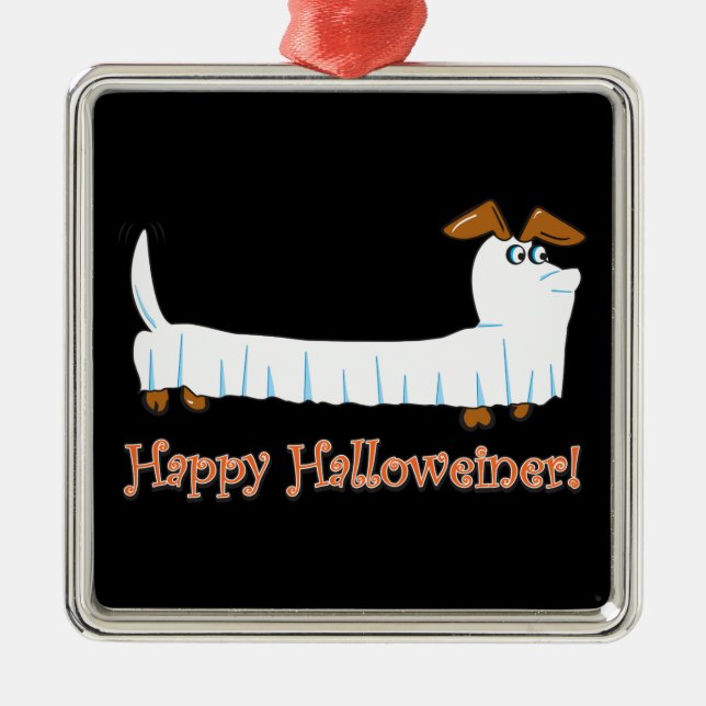 Happy halloween Dachshund Julgransprydnad Metall (Framsidan)