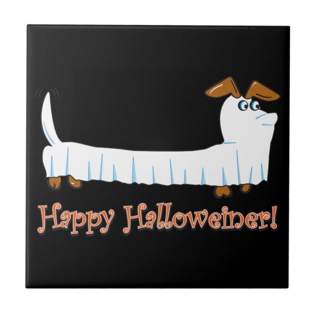 Happy halloween Dachshund Kakelplatta (Framsidan)