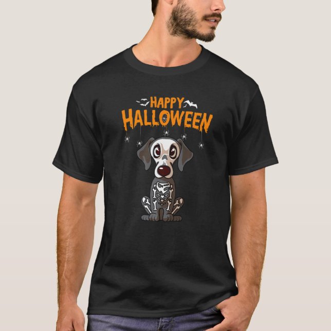 Happy halloween Dachshund Skeleton Hund Costume T Shirt (Framsida)
