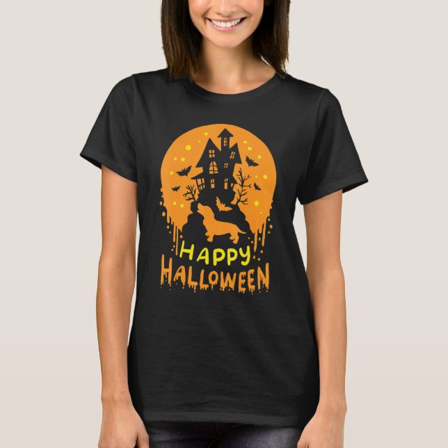 Happy halloween Dachshund Wiener Hund Fladdermus G T Shirt (Framsida)