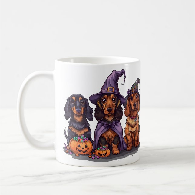 Happy halloween Dachshund Witch Hundar Kaffemugg (Vänster)