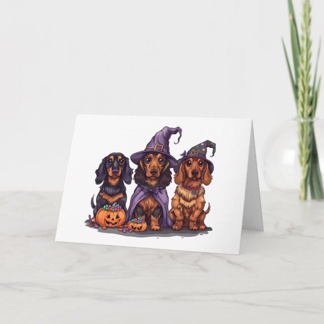 Happy halloween Dachshund Witch Hundar Kort (Framsida)