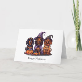 Happy halloween Dachshund Witch Hundar Kort