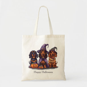 Happy halloween Dachshund Witch Hundar Tygkasse
