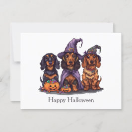 Happy halloween Dachshund Witch Hundar Vykort