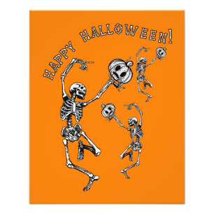 Happy halloween Dancing Skeleton Danse Macabre Fototryck