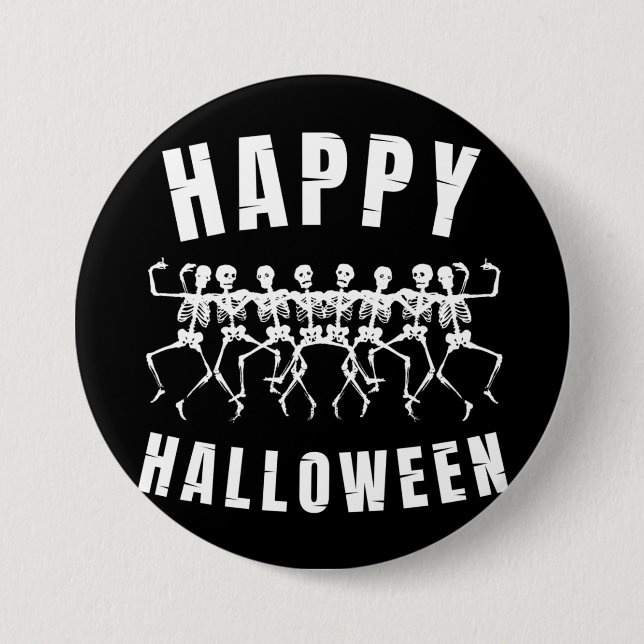 HAPPY HALLOWEEN DANCING SKELETONS KNAPP (Framsida)