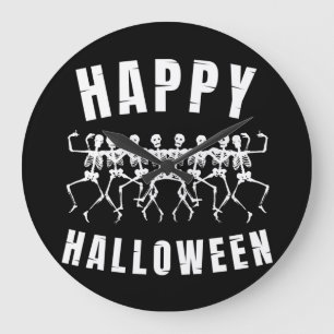 HAPPY HALLOWEEN DANCING SKELETONS STOR KLOCKA