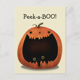 Happy halloween Dekoration Black Cat i Pumpkin Vykort