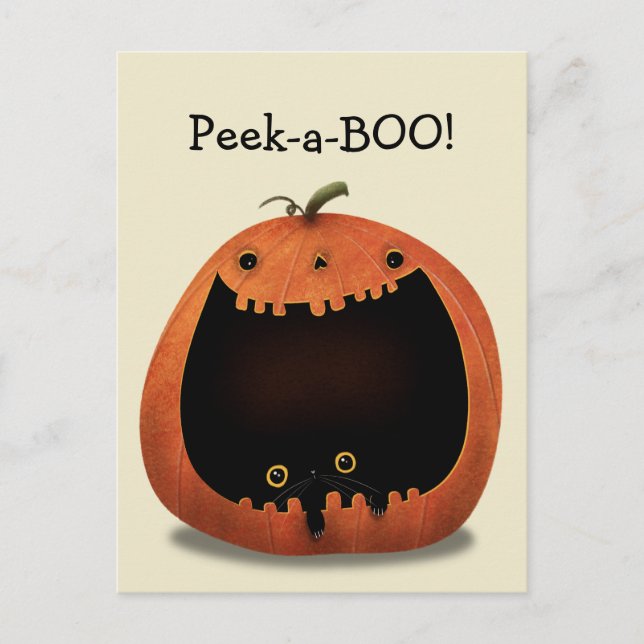 Happy halloween Dekoration Black Cat i Pumpkin Vykort (Framsida)