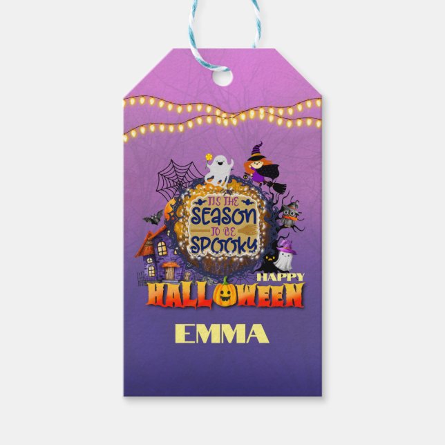Happy halloween Det är Spooky Season Firande Presentetikett (Framsidan)