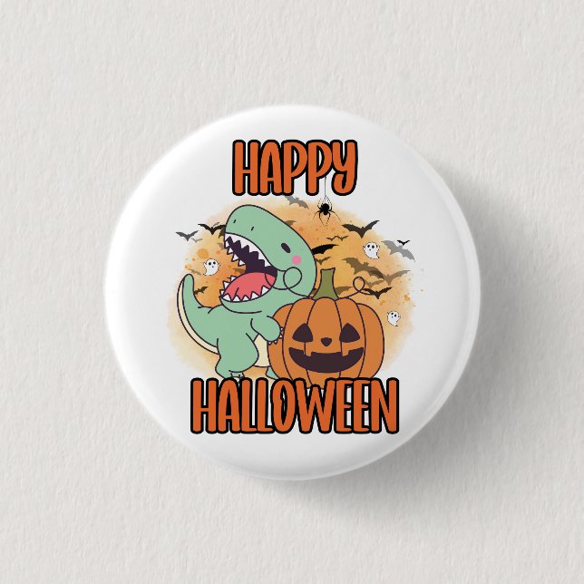 Happy halloween Dino Pin Knapp (Framsida)