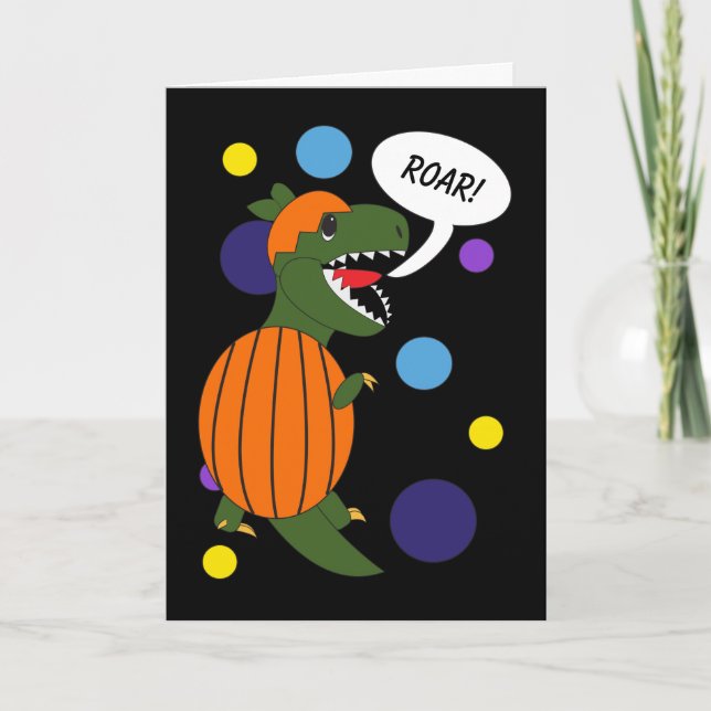 Happy halloween Dinosaur Trex Funny Personalize Tack Kort (Framsida)
