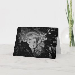 Happy halloween Doll Head i Black and White Kort