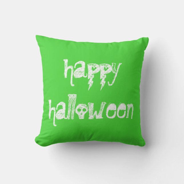 Happy halloween Döskallar Lime Green Pillow Kudde (Framsida)