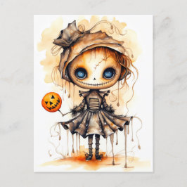Happy halloween Eerie Pumpkin Girl Vykort