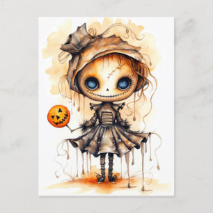 Happy halloween Eerie Pumpkin Girl Vykort