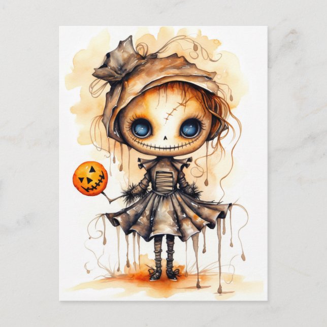 Happy halloween Eerie Pumpkin Girl Vykort (Framsida)