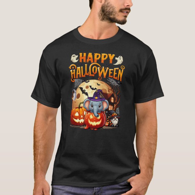Happy Halloween Elephant Cosplay Witch In Carved P T Shirt (Framsida)