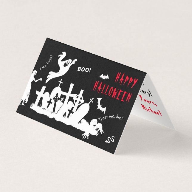 Happy halloween, en-av-en-snäll-rolig kort (Framsida)