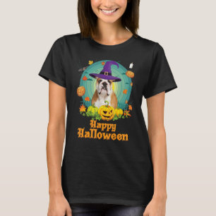 Happy halloween English Bulldog Hund Pumpkin Witch T Shirt