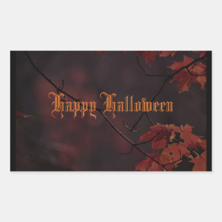 Happy halloween falllöv rektangulärt klistermärke