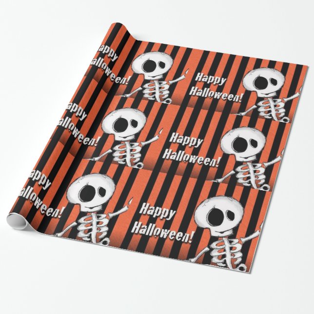 Happy halloween Fånig Skeleton Presentpapper (Utrullad)