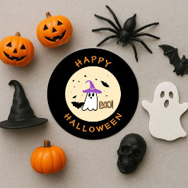 happy halloween fantasma bruxo fofo  runt klistermärke