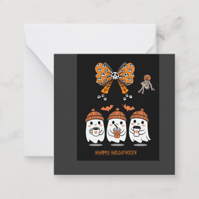 Happy Halloween – fantômes café mignons Anteckningskort (Framsida)