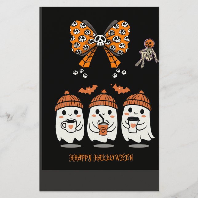 Happy Halloween – fantômes café mignons Brevpapper (Framsida)