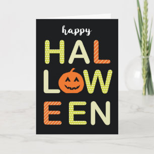 Happy halloween Fet färglöst Brev på svart Kort