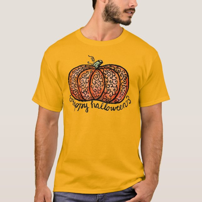 Happy halloween filigree-pumpa t shirt (Framsida)