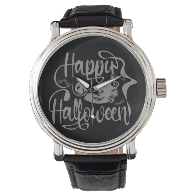 Happy halloween fladdermöss jack o lantern armbandsur (Framsida)