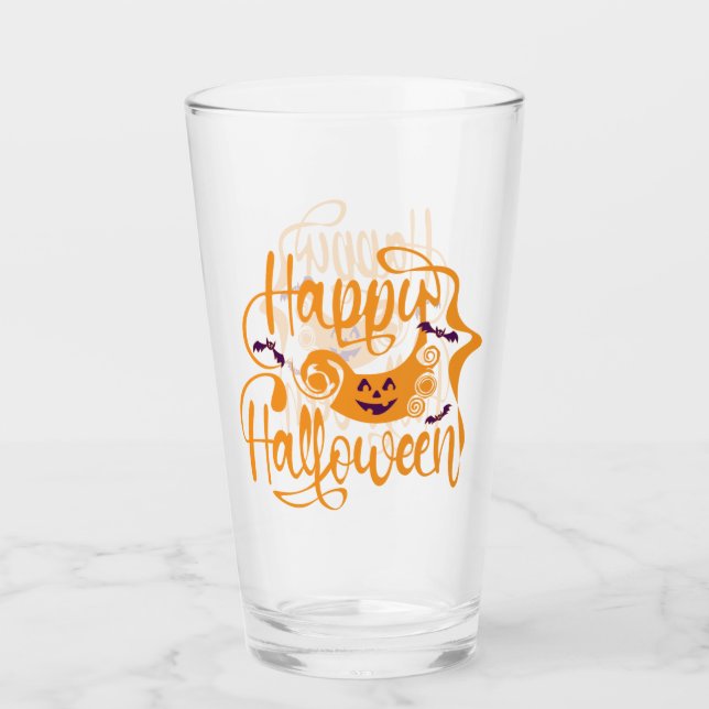 Happy halloween fladdermöss jack o lantern glaskopp (Framsida)