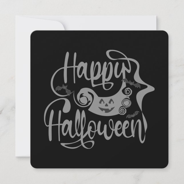 Happy halloween fladdermöss jack o lantern inbjudningar (Framsida)