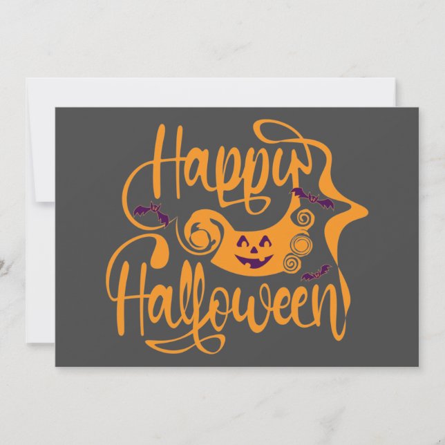 Happy halloween fladdermöss jack o lantern inbjudningar (Framsida)