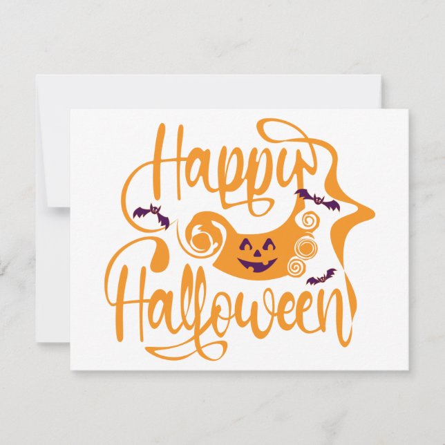Happy halloween fladdermöss jack o lantern inbjudningar (Framsida)