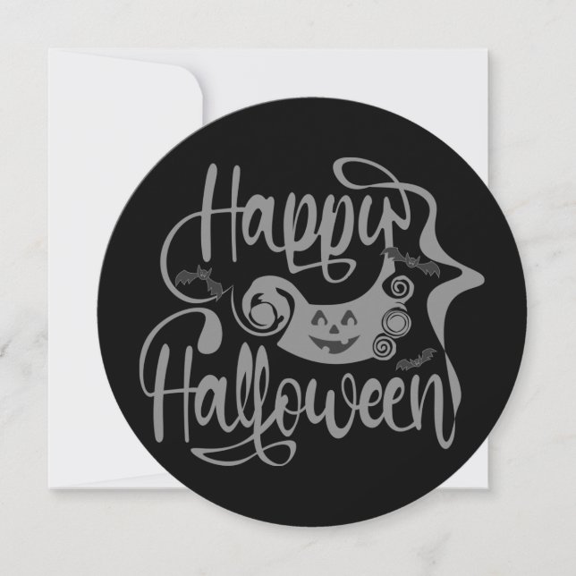 Happy halloween fladdermöss jack o lantern inbjudningar (Framsida)