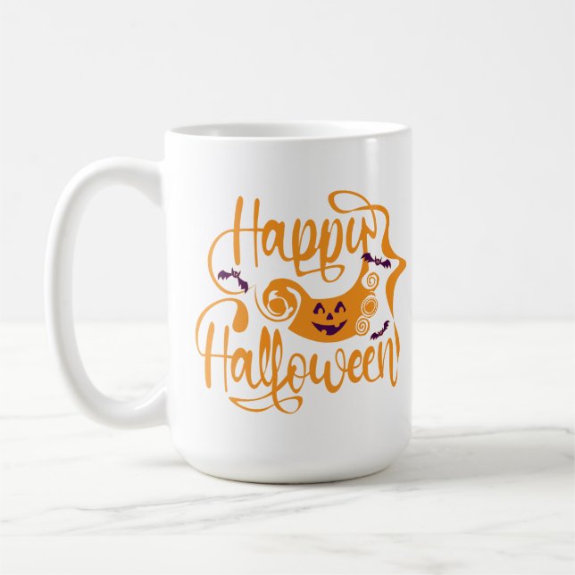 Happy halloween fladdermöss jack o lantern Kaffe M Kaffemugg (Vänster)