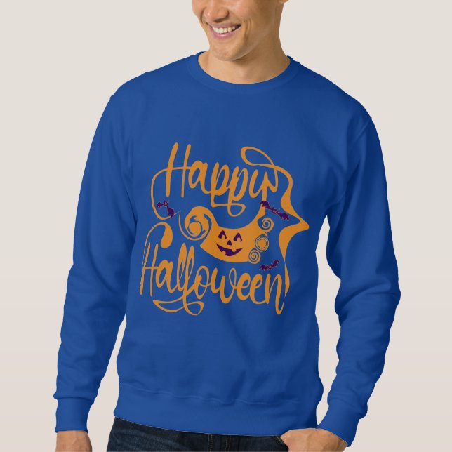 Happy halloween fladdermöss jack o lantern lång ärmad tröja (Framsida)