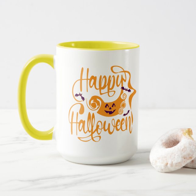 Happy halloween fladdermöss jack o lantern mugg (Med munk)