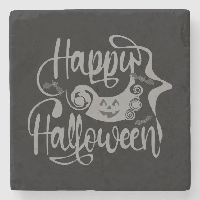 Happy halloween fladdermöss jack o lantern stenunderlägg (Framsidan)